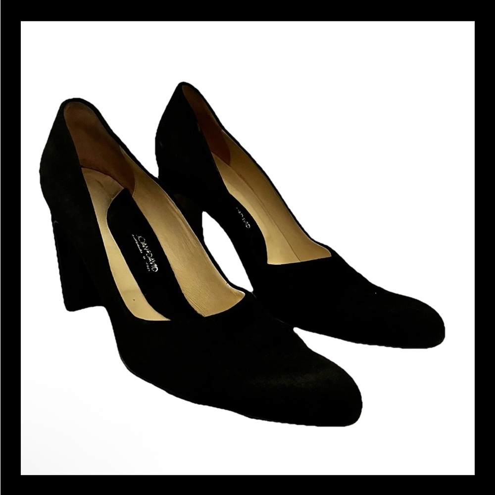 Joan & David Black Suede Pumps - Classic Block Heel - Size 8.5